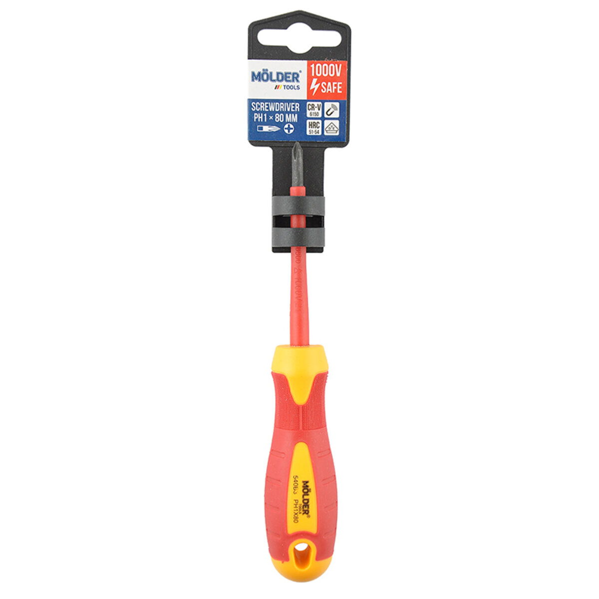 Викрутка Molder хрестова діелектрична VDE 1000В, PH1x80mm (MT35105) дивитися фото №1