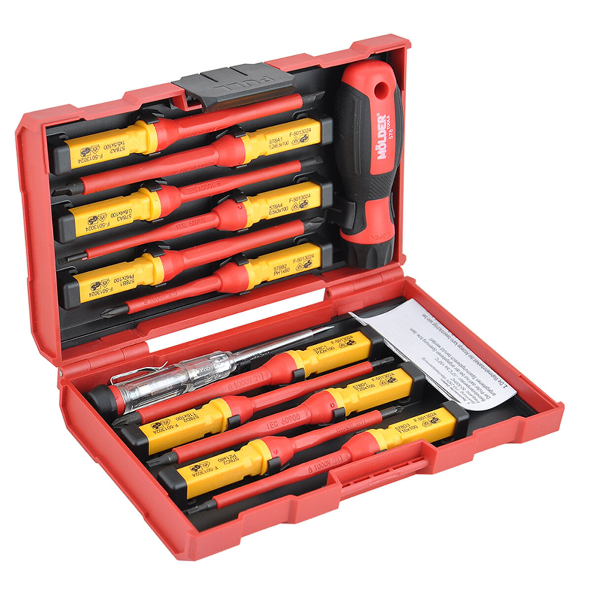Набір викруток Molder ізольовані з індикатором напруги VDE 1000В 13шт (MT35213) дивитися фото №1