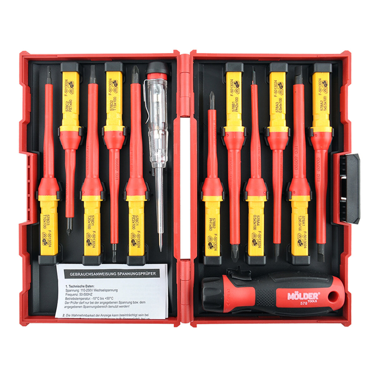 Набір викруток Molder ізольовані з індикатором напруги VDE 1000В 13шт (MT35213) дивитися фото №7