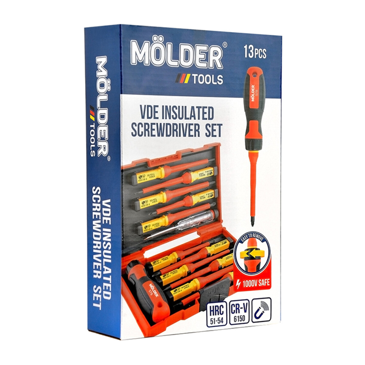 Набір викруток Molder ізольовані з індикатором напруги VDE 1000В 13шт (MT35213) дивитися фото №2