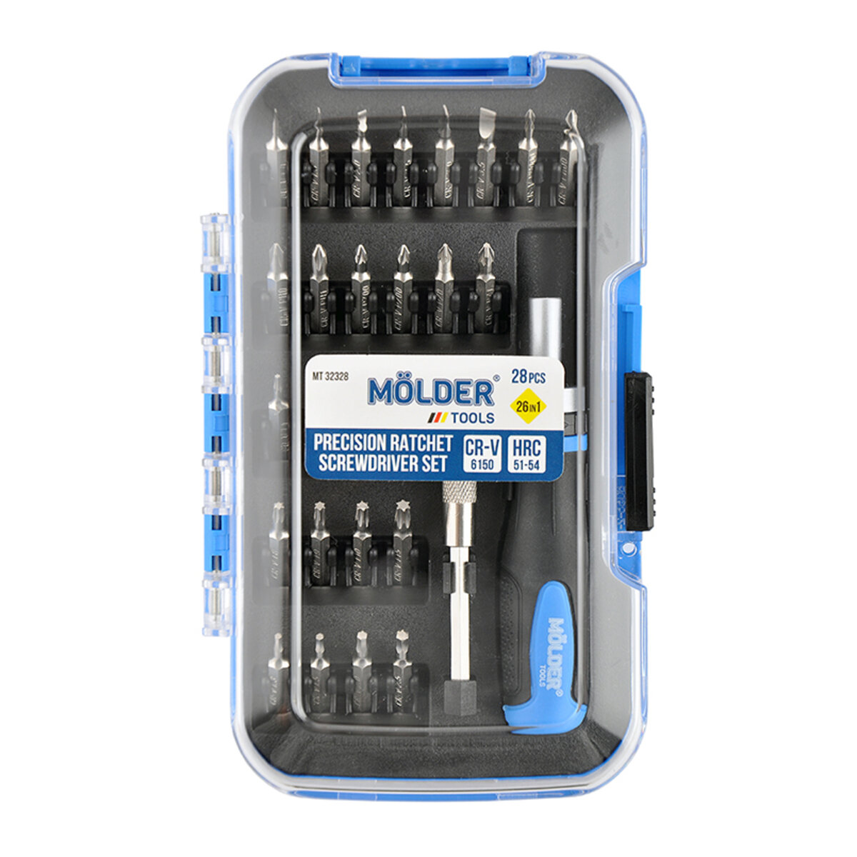 Викрутка Molder реверсивна з комплектом насадок для точних робіт 26в1 (MT32328) дивитися фото №1