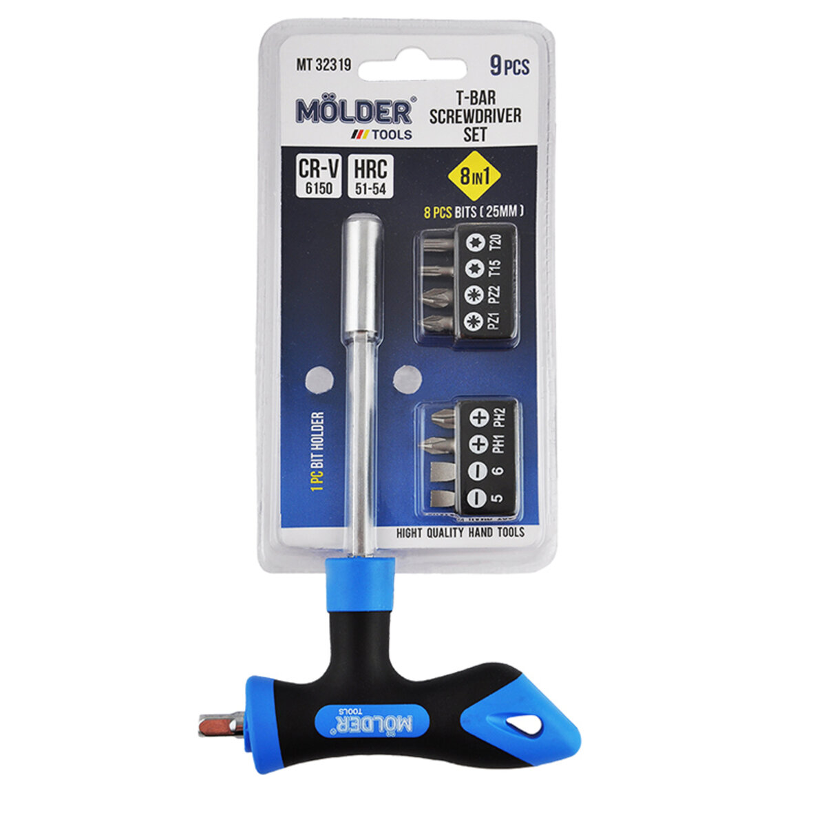 Викрутка Molder Т-подібна з комплектом насадок 8в1 (MT32319) дивитися фото №1