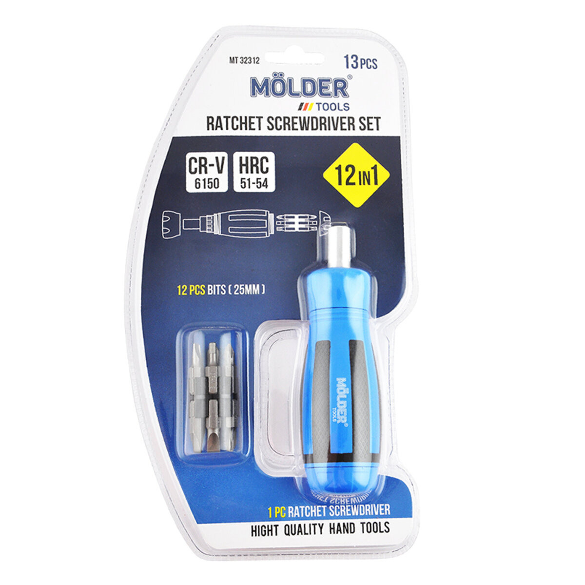 Викрутка Molder реверсивна з комплектом насадок 12в1 MT32312 (MT32312) дивитися фото №2