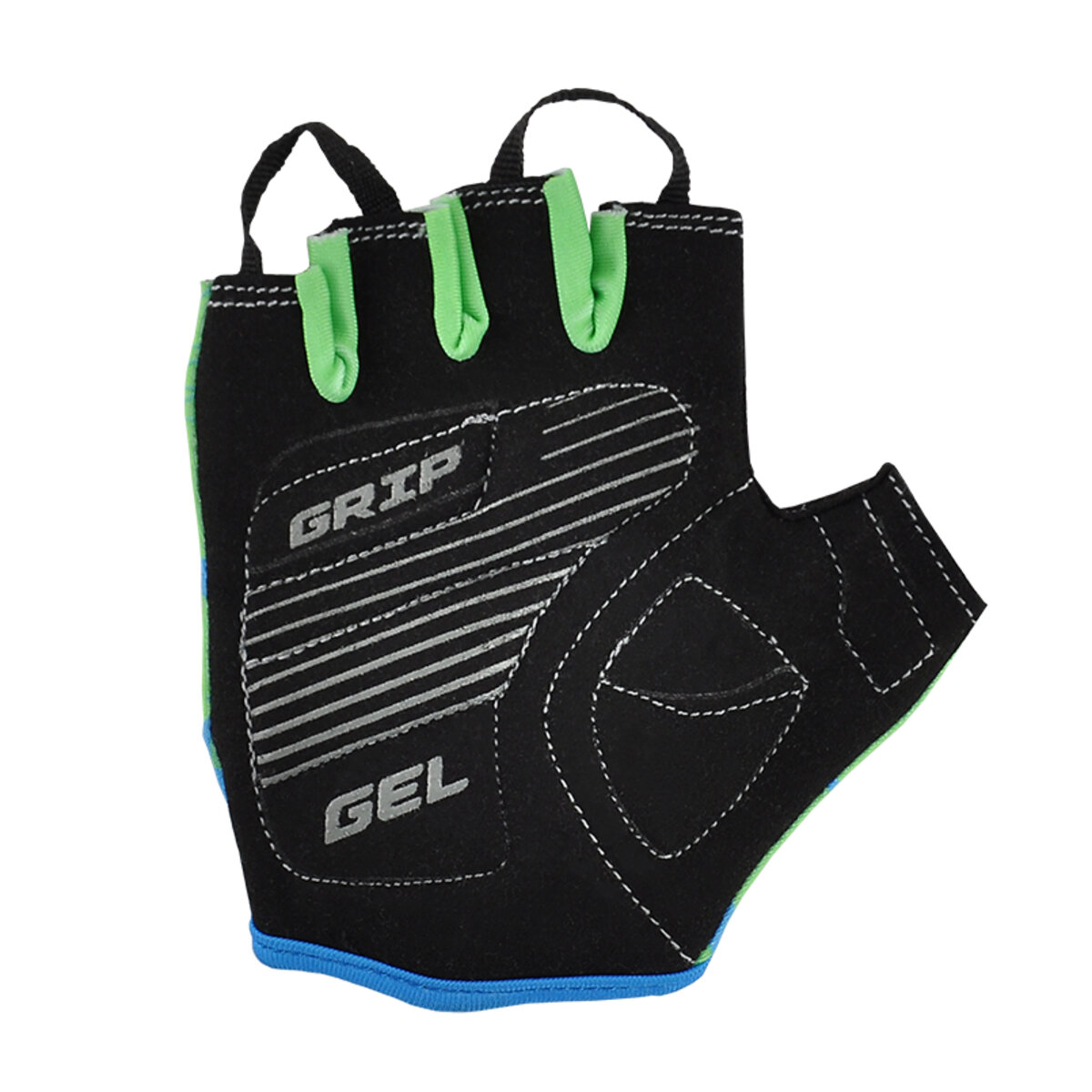 Велорукавиці дитячі Greys з короткими пальцями та гелевими вставками, зелено-чорні (розмір 5-6) GR18711 (GR18711) дивитися фото №3