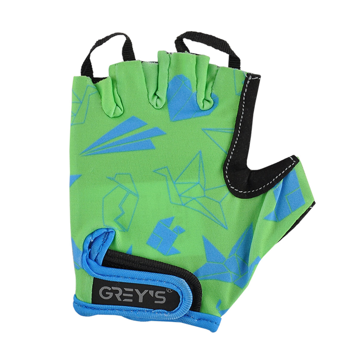 Велорукавиці дитячі Greys з короткими пальцями та гелевими вставками, зелено-чорні (розмір 13-14) GR18715 (GR18715) дивитися фото №2