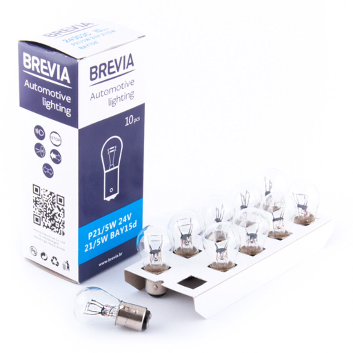 Лампа розжарювання Brevia P21/5W 24V 21/5W BAY15d CP, 10шт (24303C) дивитися фото №1