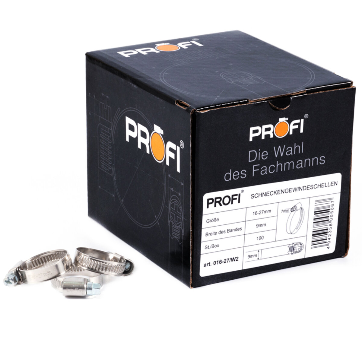 Хомути Profi 16-27/W2, 9мм, 100шт (016-27/W2) дивитися фото №1