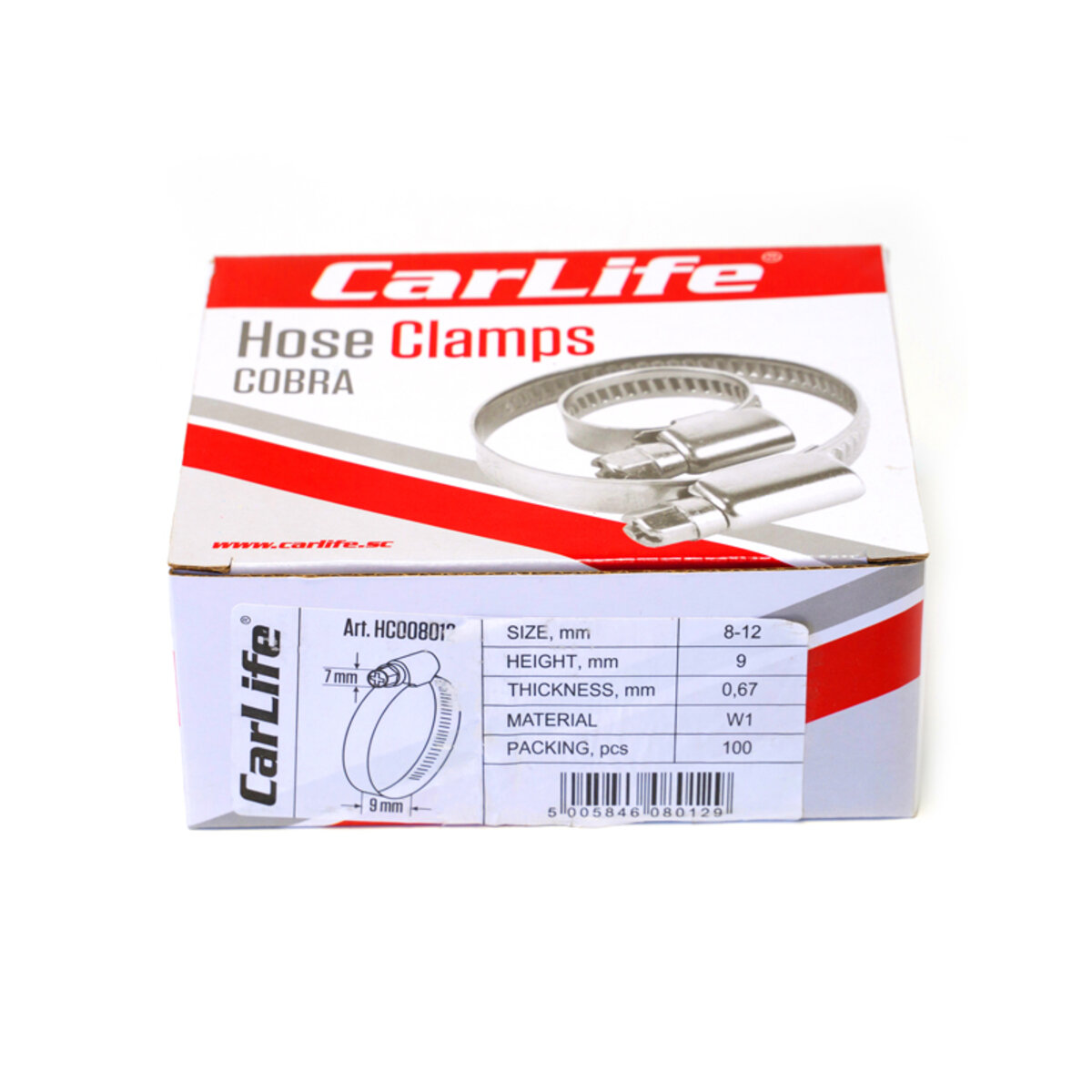 Хомути CarLife оцинковані 08-12/W1, 9х0,67мм, 100шт (HC008012) дивитися фото №5