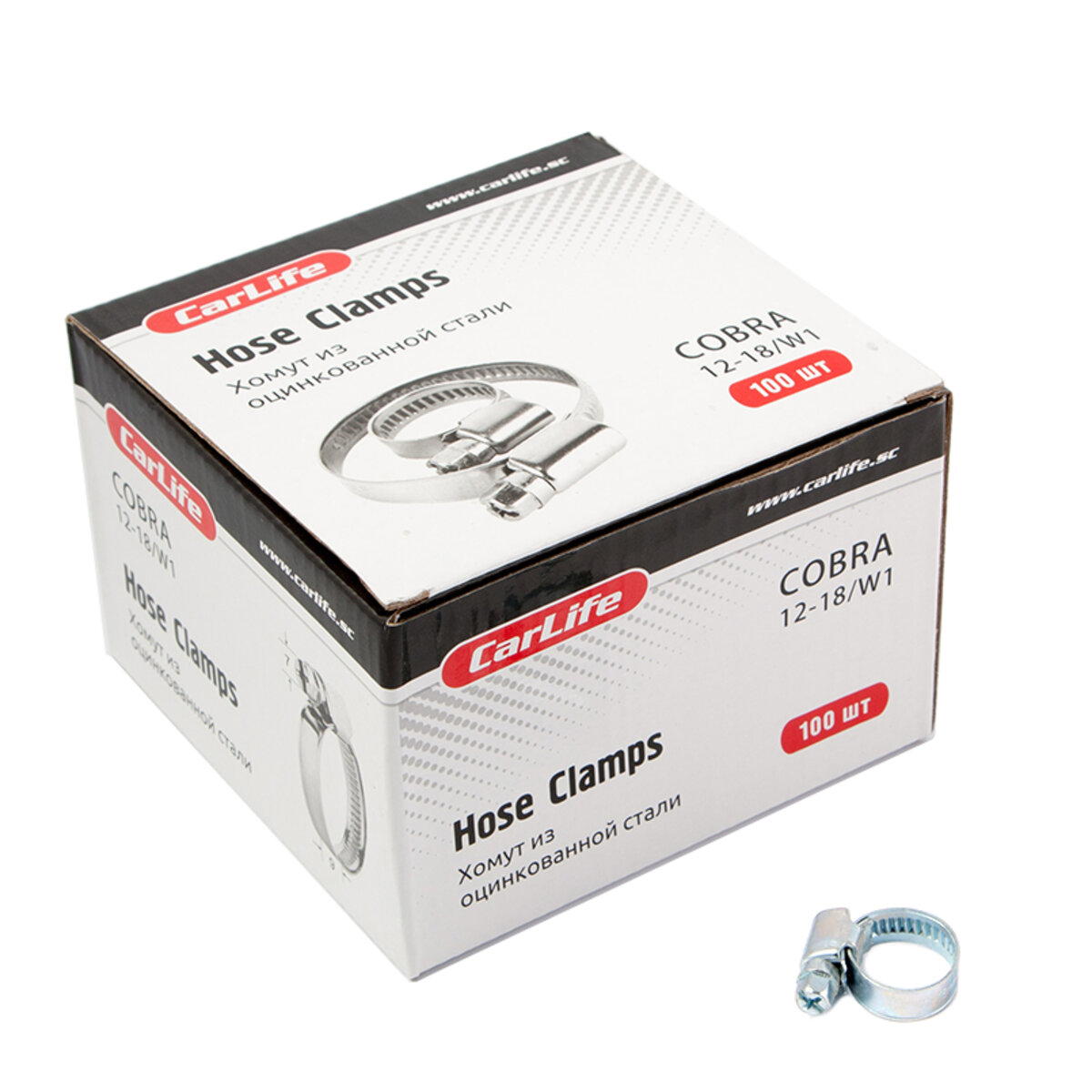 Хомути CarLife оцинковані 12-18/W1, 9х0,67мм, 100шт (HC012018) дивитися фото №1