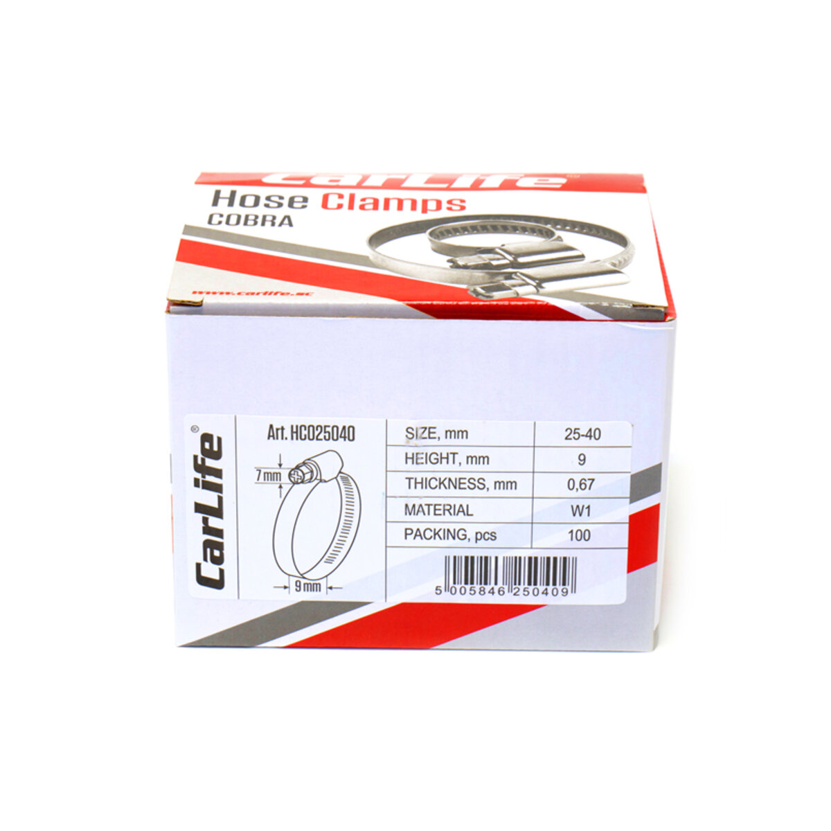 Хомути CarLife оцинковані 25-40/W1, 9х0,67мм, 100шт (HC025040) дивитися фото №5