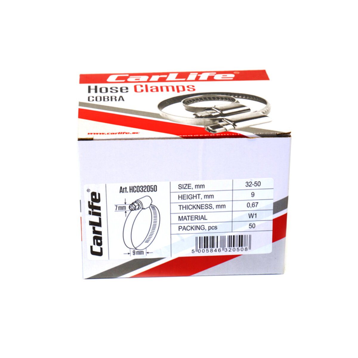 Хомути CarLife оцинковані 32-50/W1, 9х0,67мм, 100шт (HC032050) дивитися фото №5