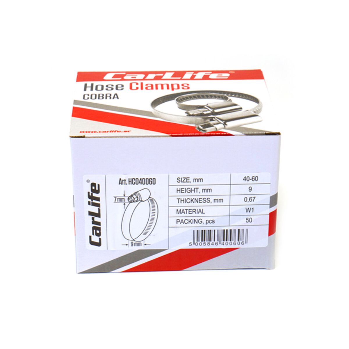 Хомути CarLife оцинковані 40-60/W1, 9х0,67мм, 50шт (HC040060) дивитися фото №5