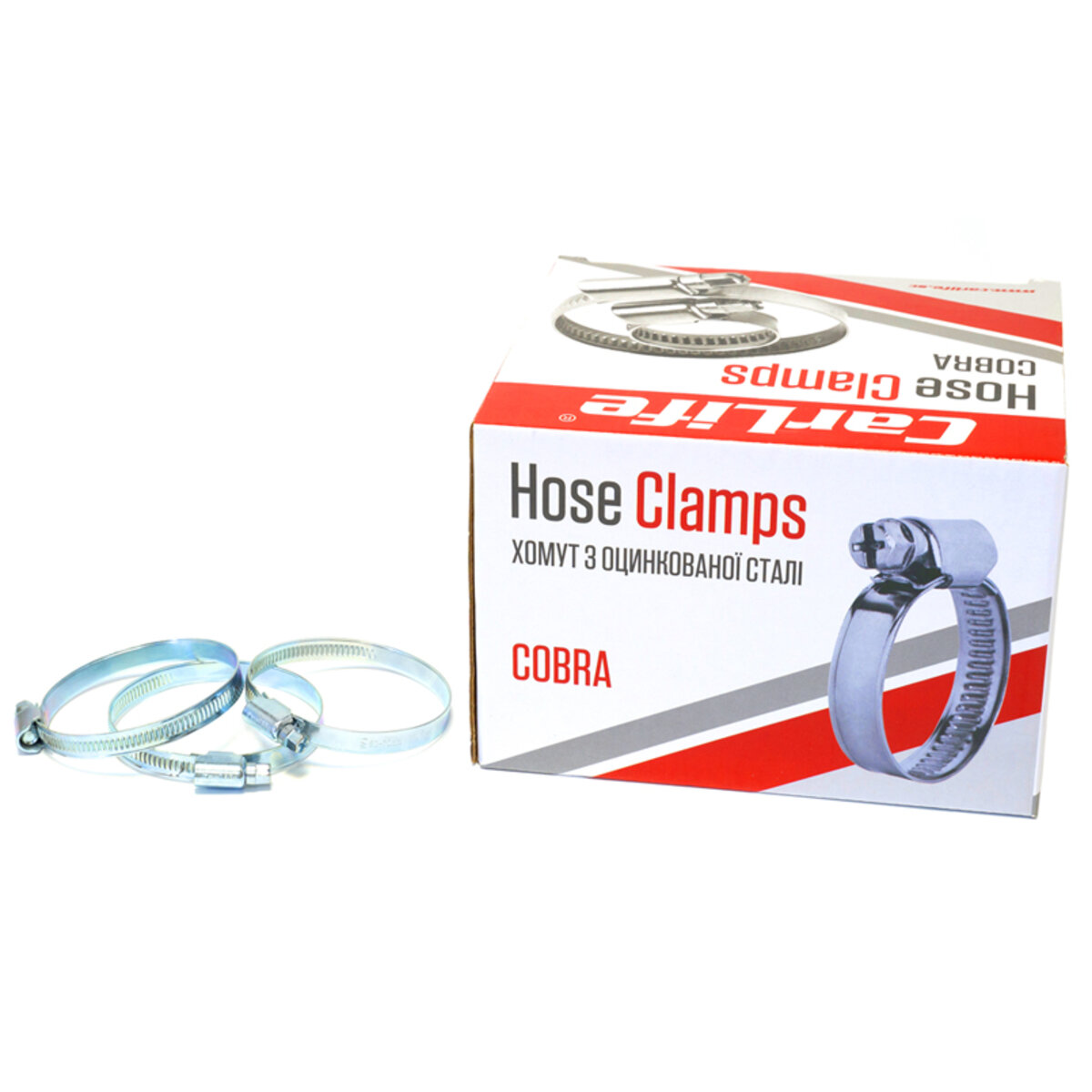 Хомути CarLife оцинковані 50-70/W1, 9х0,67мм, 50шт (HC050070) дивитися фото №1