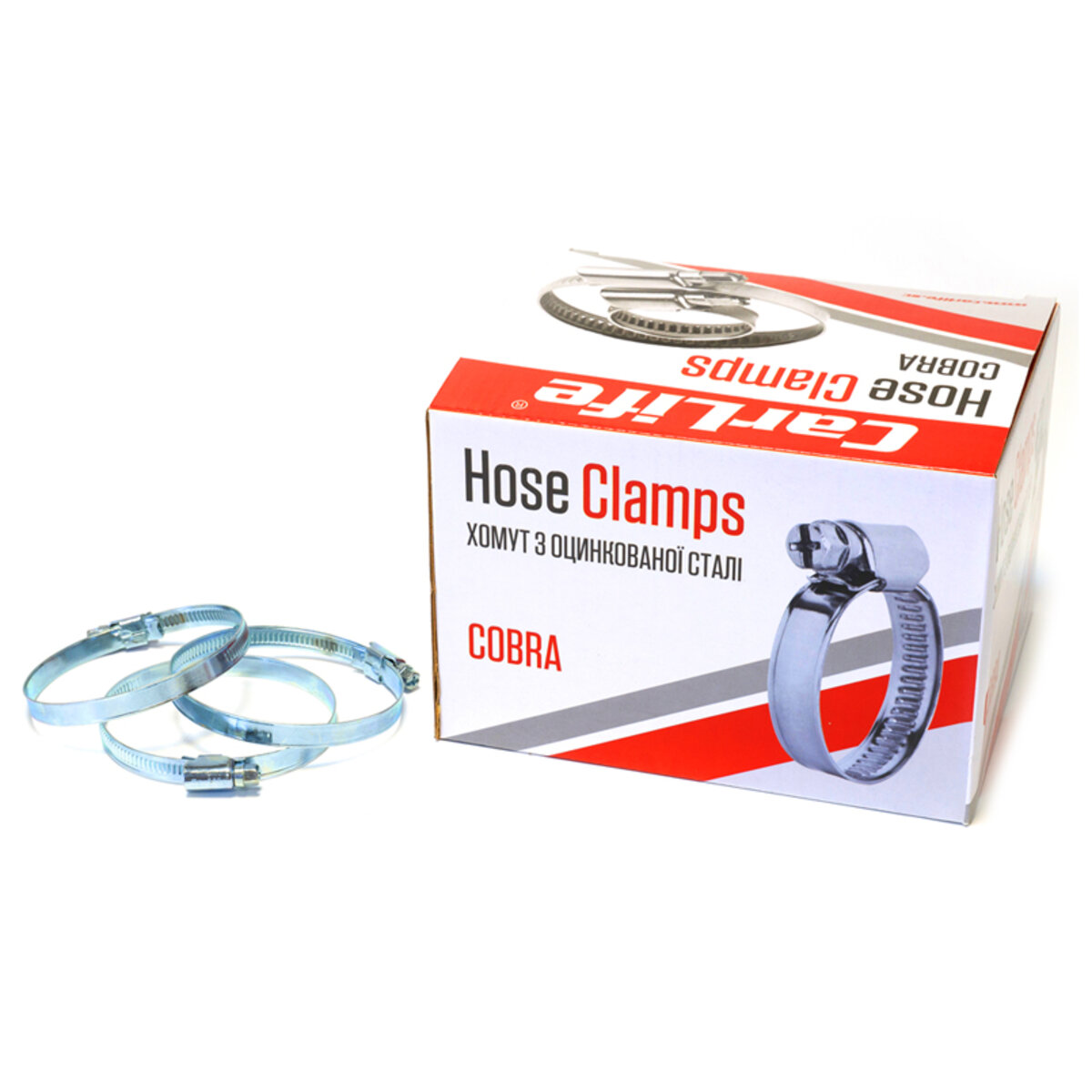 Хомути CarLife оцинковані 60-80/W1, 9х0,67мм, 50шт (HC060080) дивитися фото №1