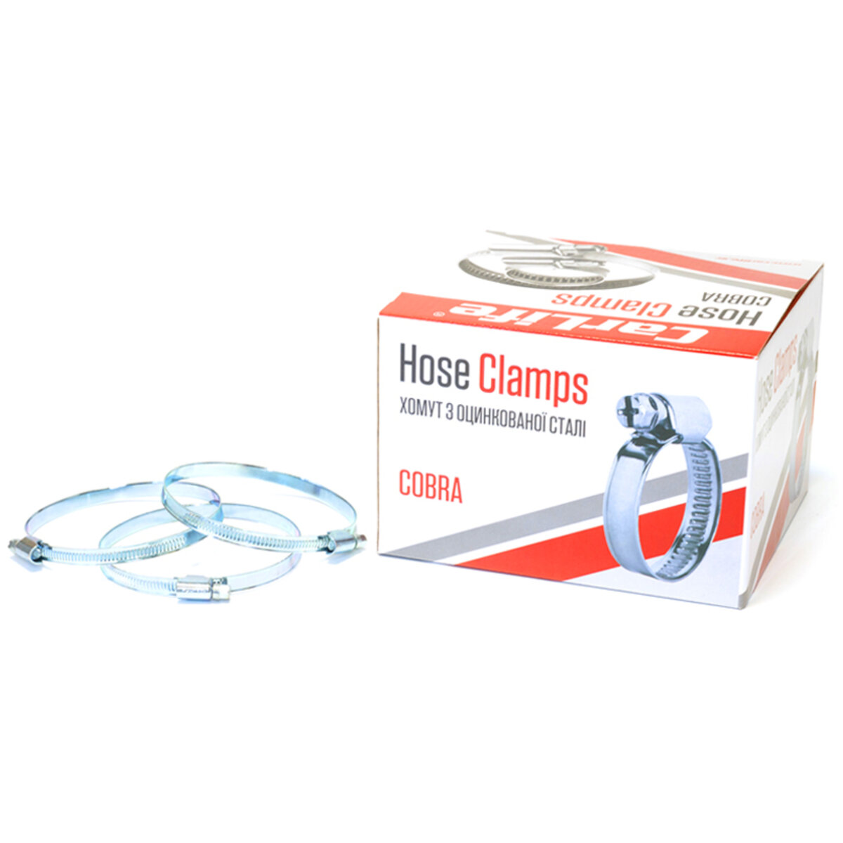 Хомути CarLife оцинковані 80-100/W1, 9х0,67мм, 25шт (HC080100) дивитися фото №1