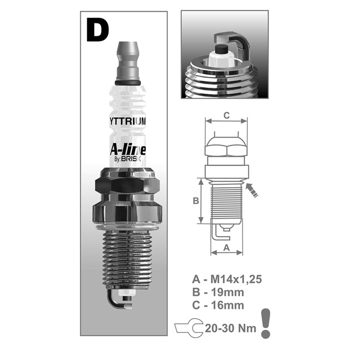 Свічка запалювання Brisk A-Line 11, DR15YCY-1, 4шт (DR15YCY-1 - (0027) - 4K) дивитися фото №3