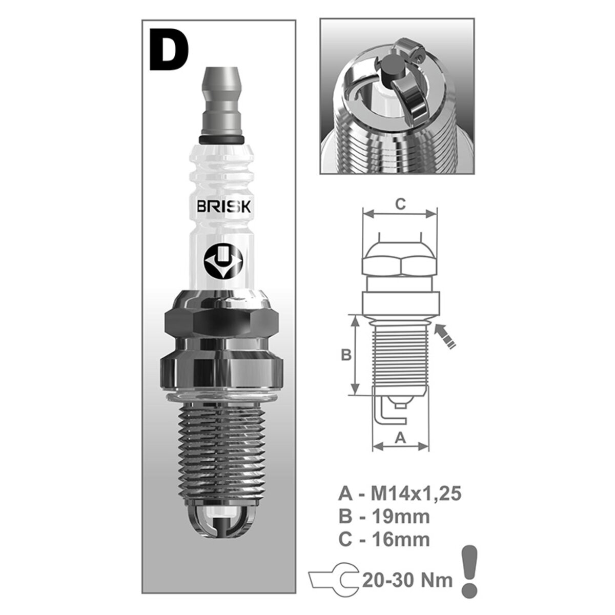 Свічка запалювання Brisk Extra DR15TC, 1шт (DR15TC - (1329) - 1K) дивитися фото №3