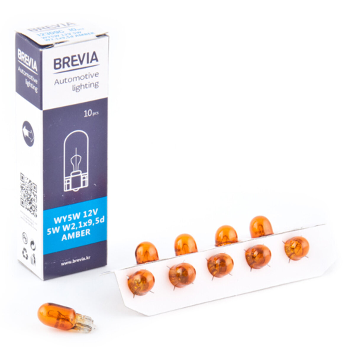 Лампа розжарювання Brevia WY5W 12V 5W W2.1x9.5d AMBER CP, 10шт (12309C) дивитися фото №1