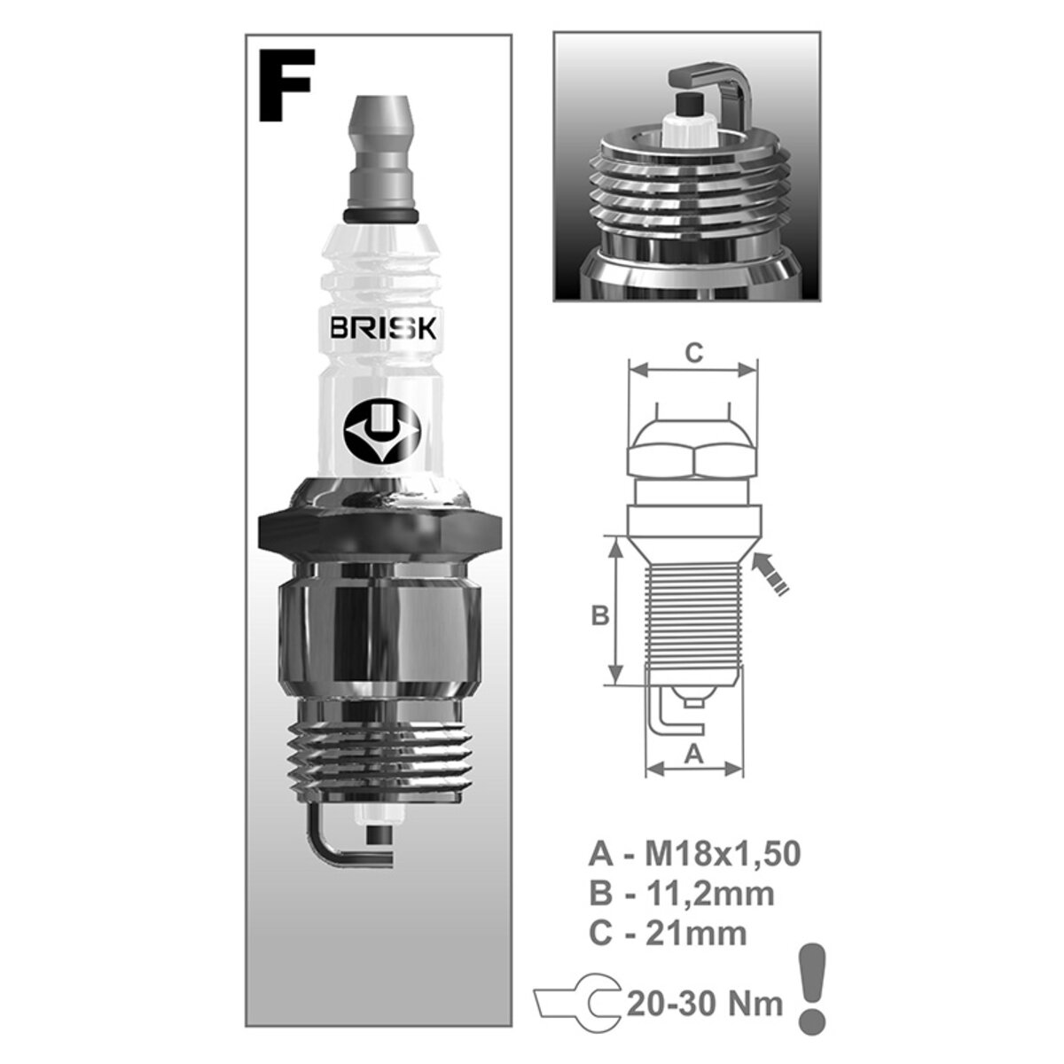 Свічка запалювання Brisk Super FR15YC, 1шт (FR15YC - (0,7) - 1K) дивитися фото №3