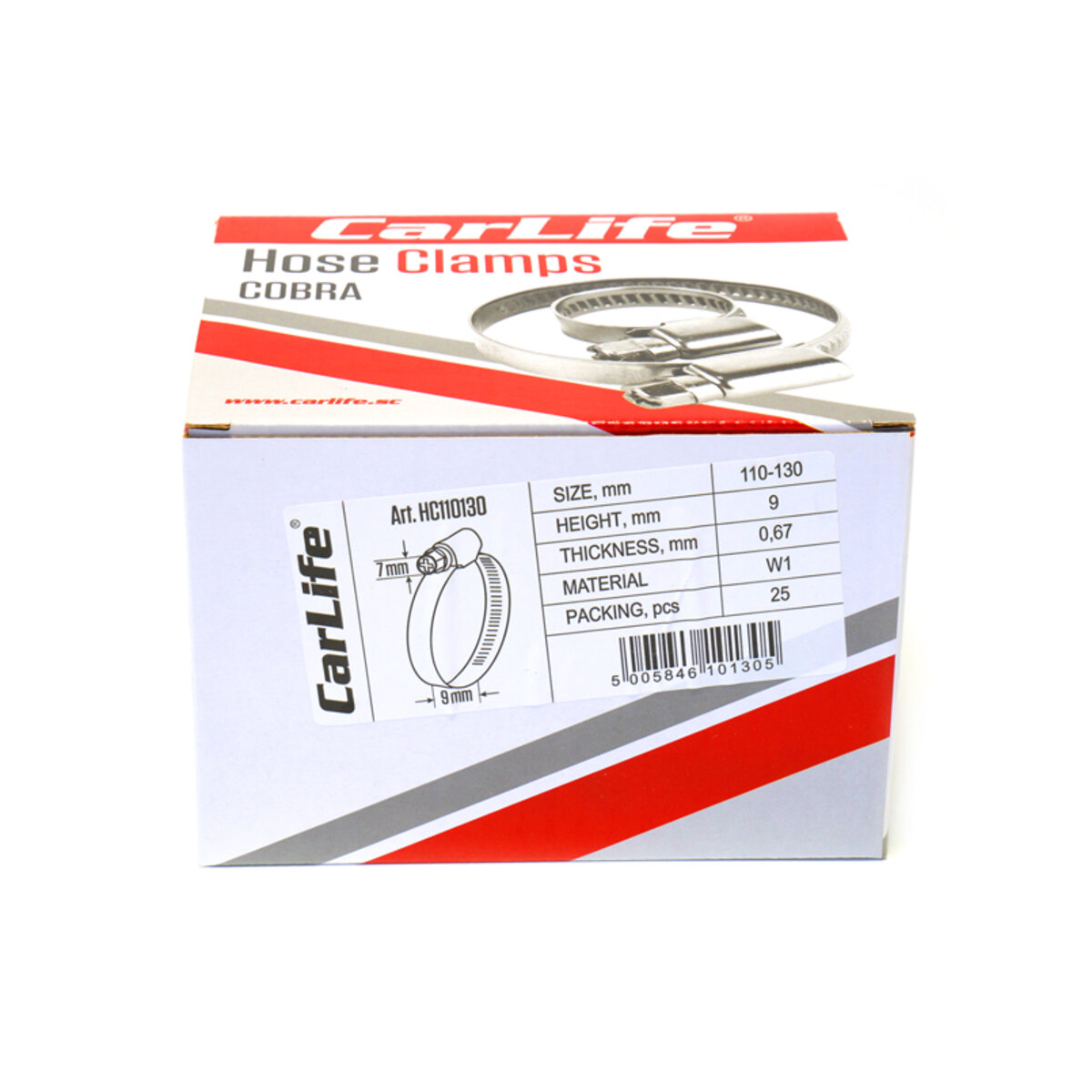 Хомути CarLife оцинковані 110-130/W1, 9х0,67мм, 25шт (HC110130) дивитися фото №5