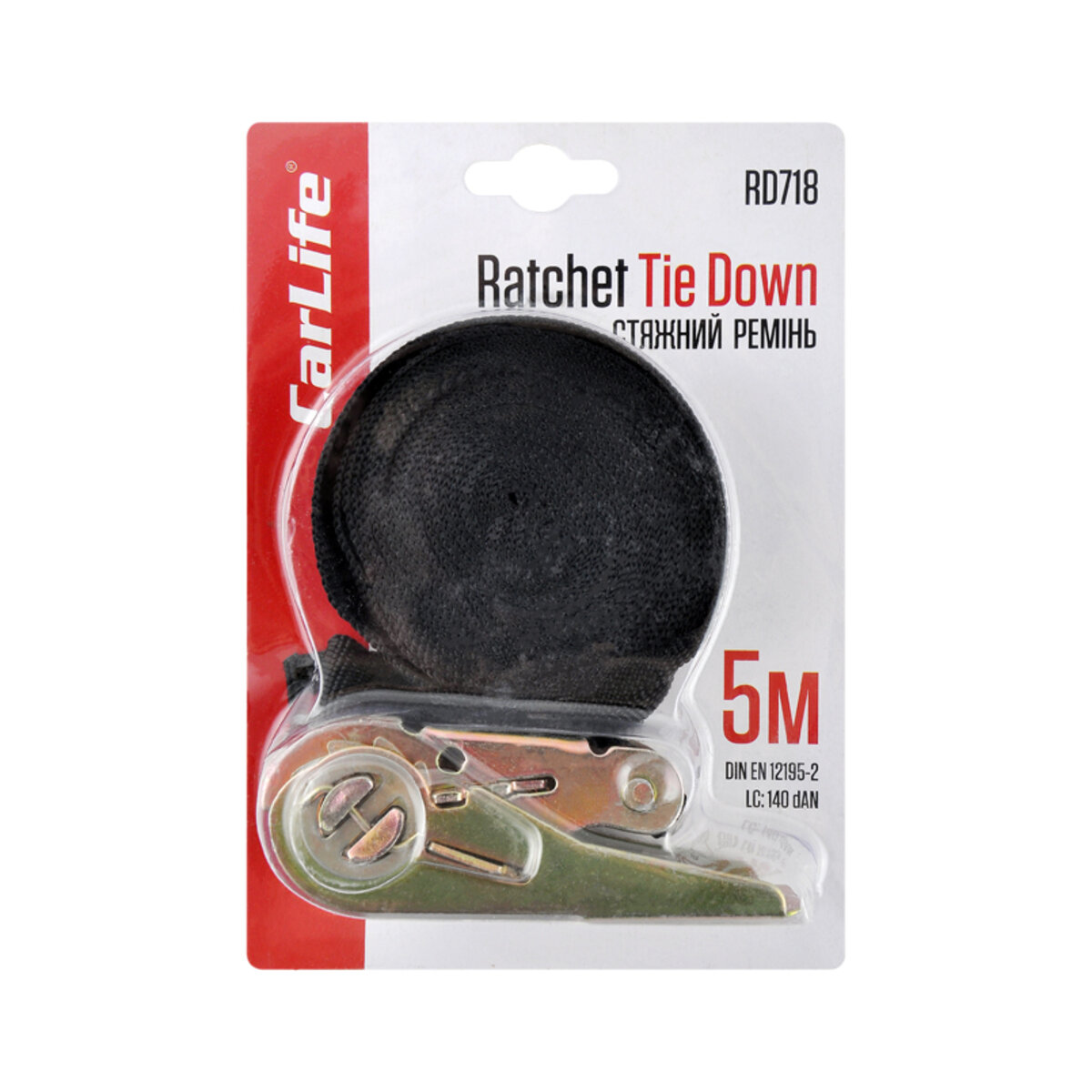 Стяжний ремінь з трещіткою CarLife 5м (RD718) дивитися фото №2