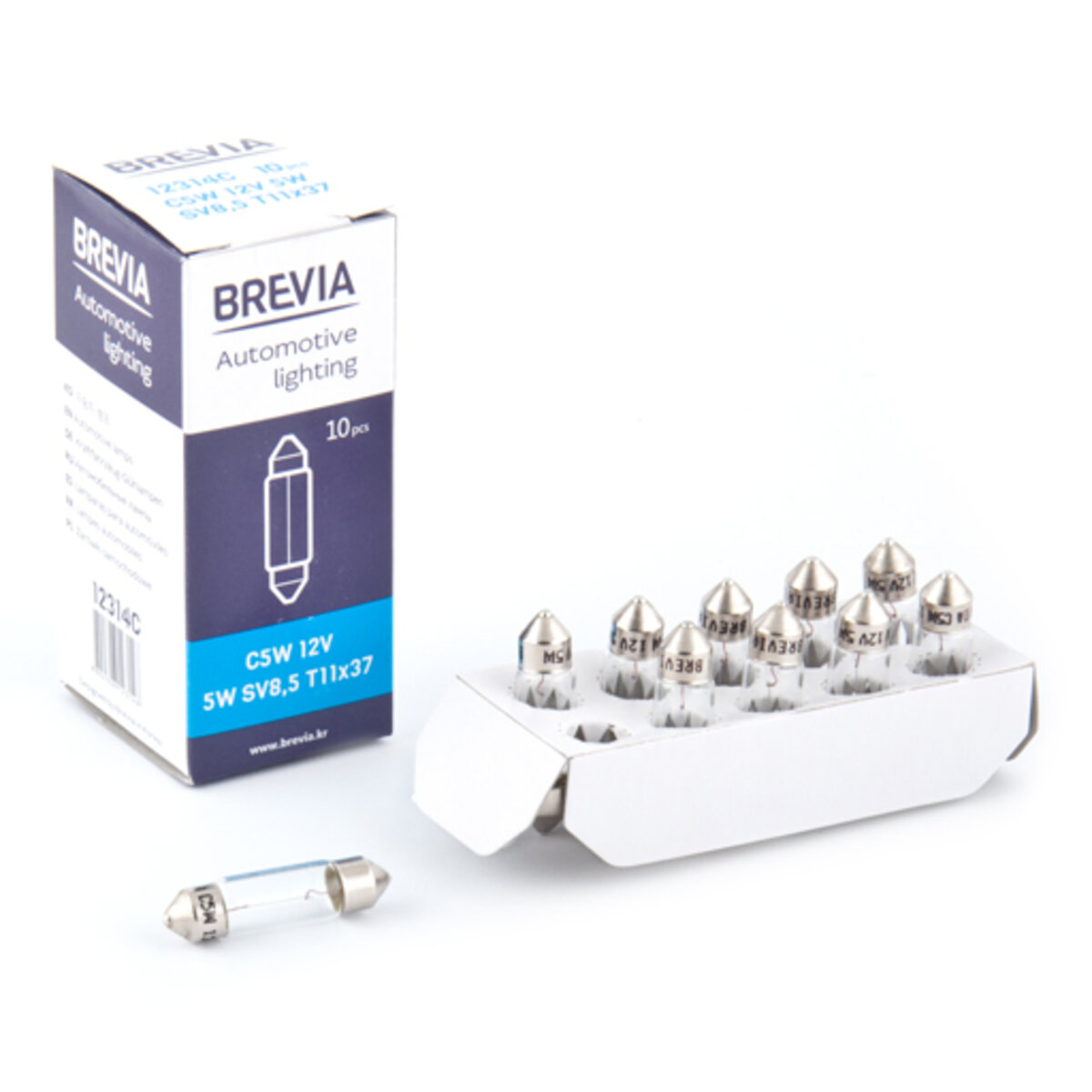 Лампа розжарювання Brevia C5W 12V 5W SV8.5 T11x37 CP, 10шт (12314C) дивитися фото №1