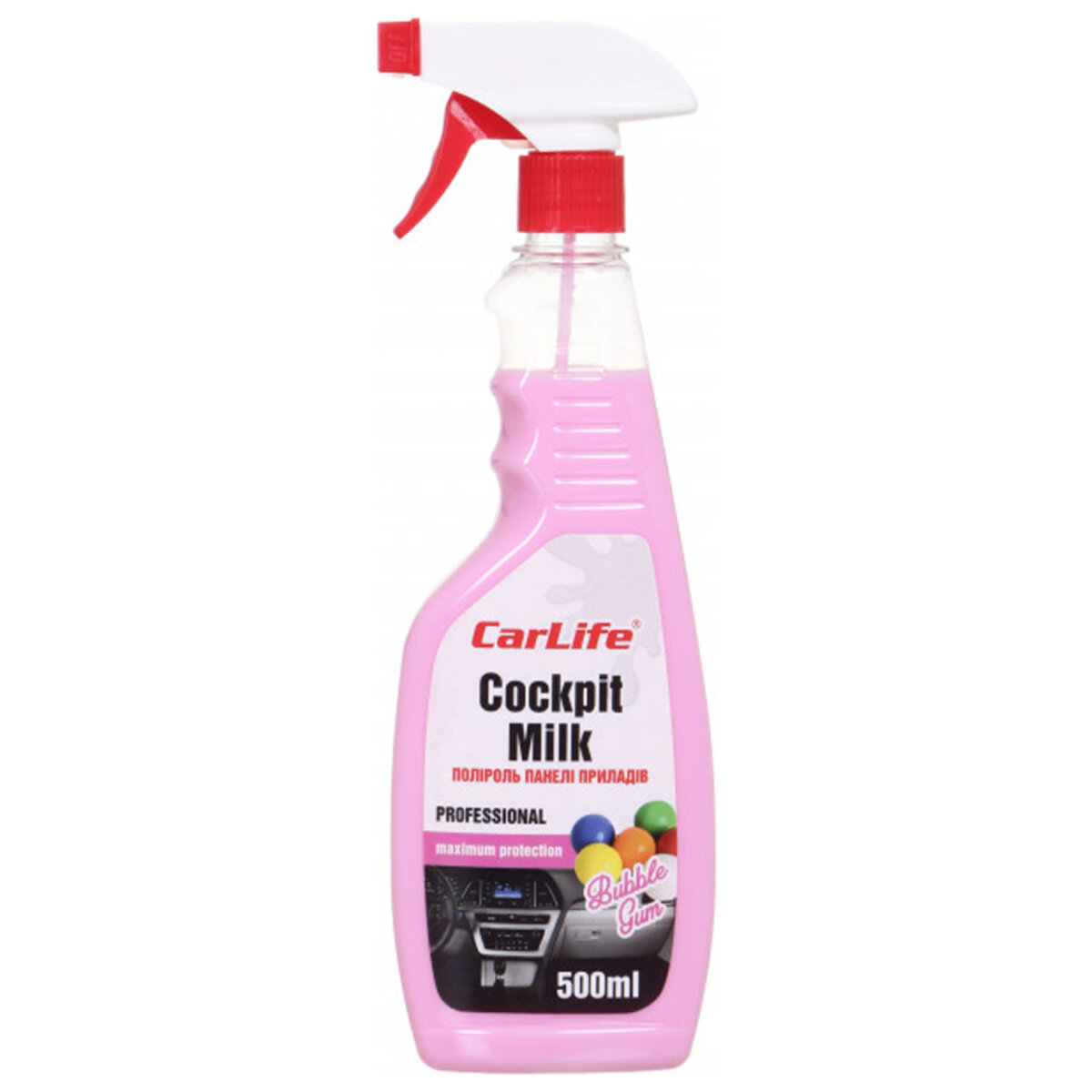 Поліроль для панелі приладів Carlife Cockpit Milk Бабл Гам, 500мл (CF533) дивитися фото №1