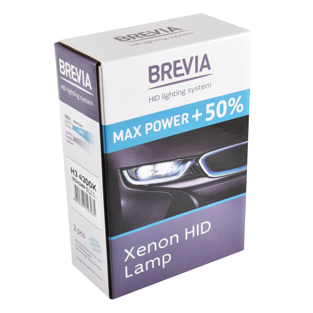 Ксенонова лампа Brevia H3 +50%, 4300K, 85V, 35W PK22s KET, 2шт (12343MP) дивитися фото №2