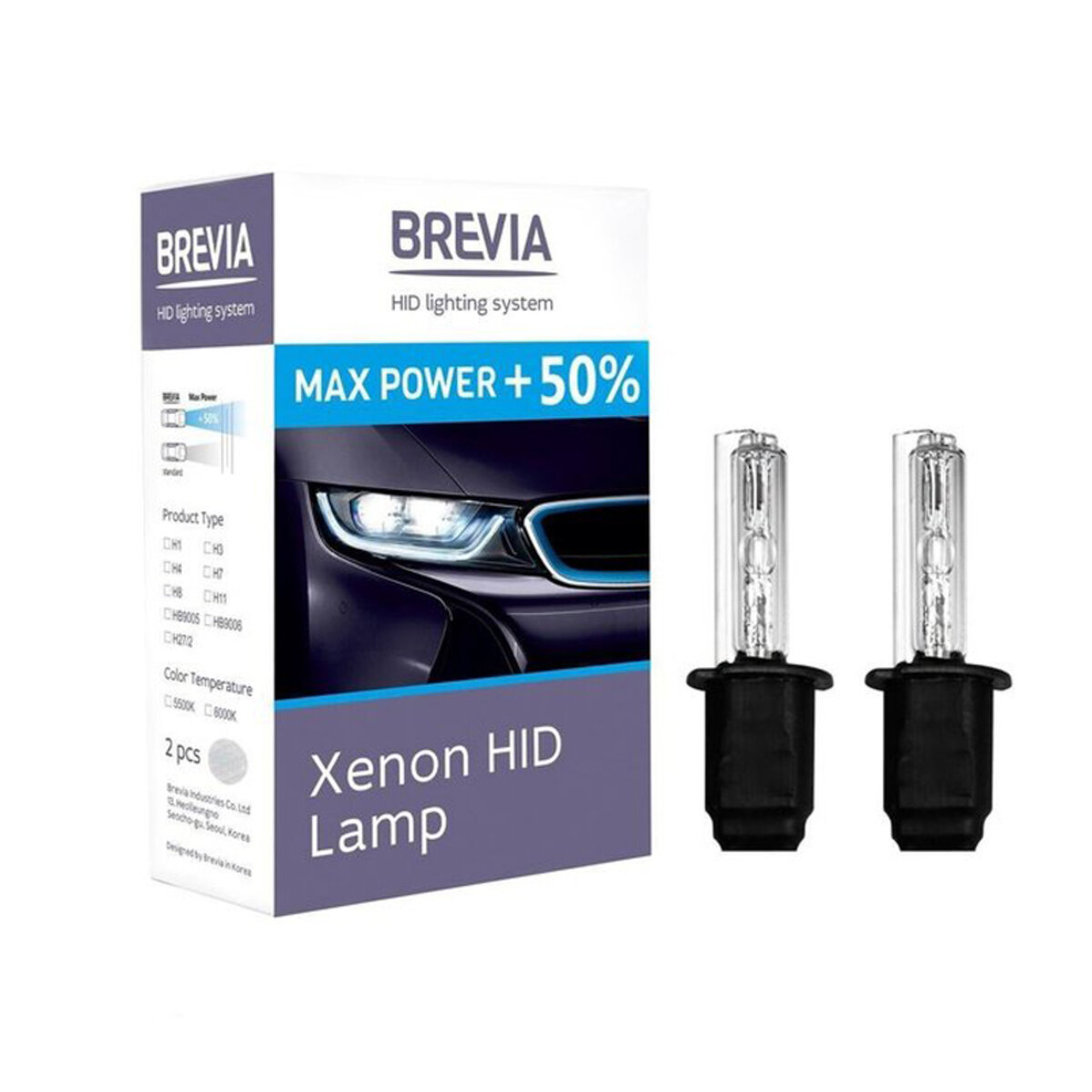 Ксенонова лампа Brevia H3 +50%, 4300K, 85V, 35W PK22s KET, 2шт (12343MP) дивитися фото №1