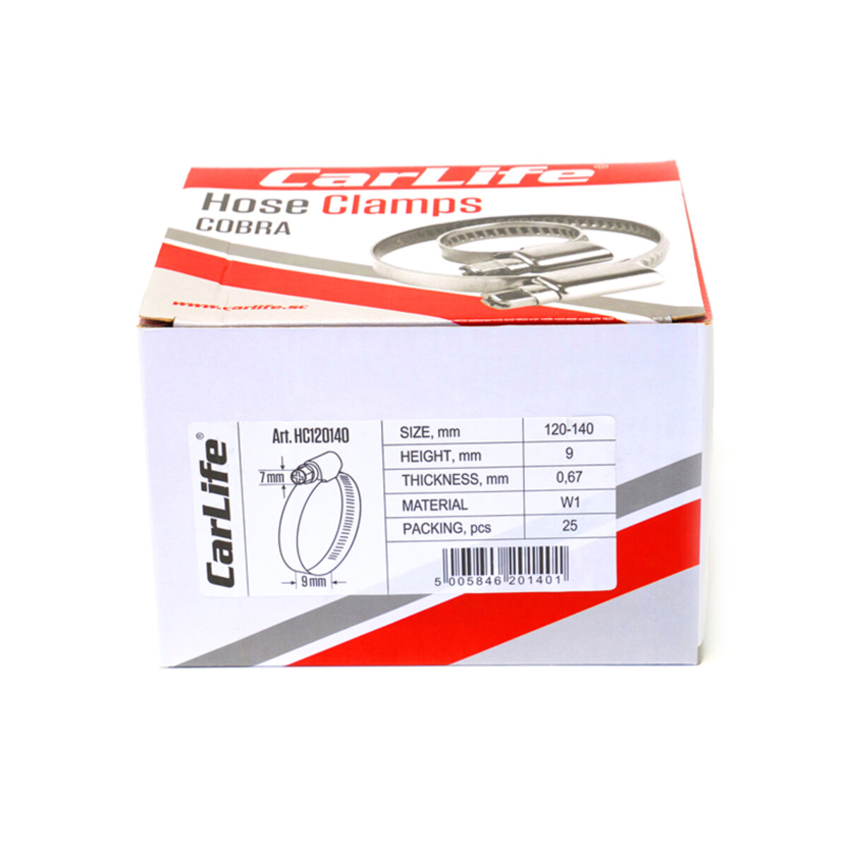 Хомути CarLife оцинковані 120-140/W1, 9х0,67мм, 25шт (HC120140) дивитися фото №5