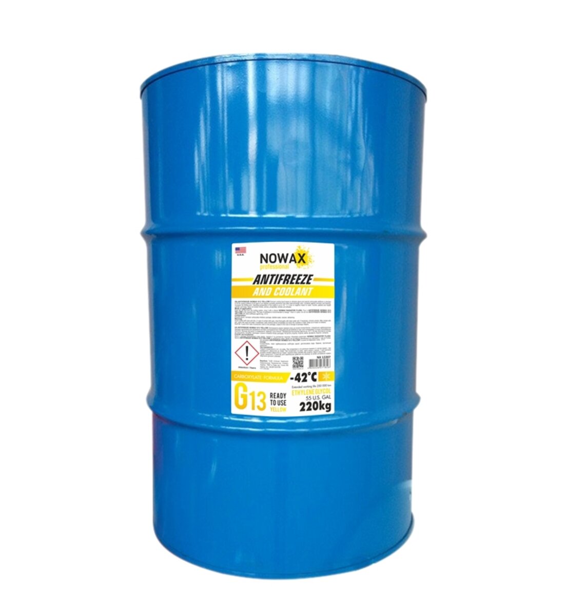Антифриз NOWAX YELLOW G13 (жовтий) 220кг (NX12207) дивитися фото №1