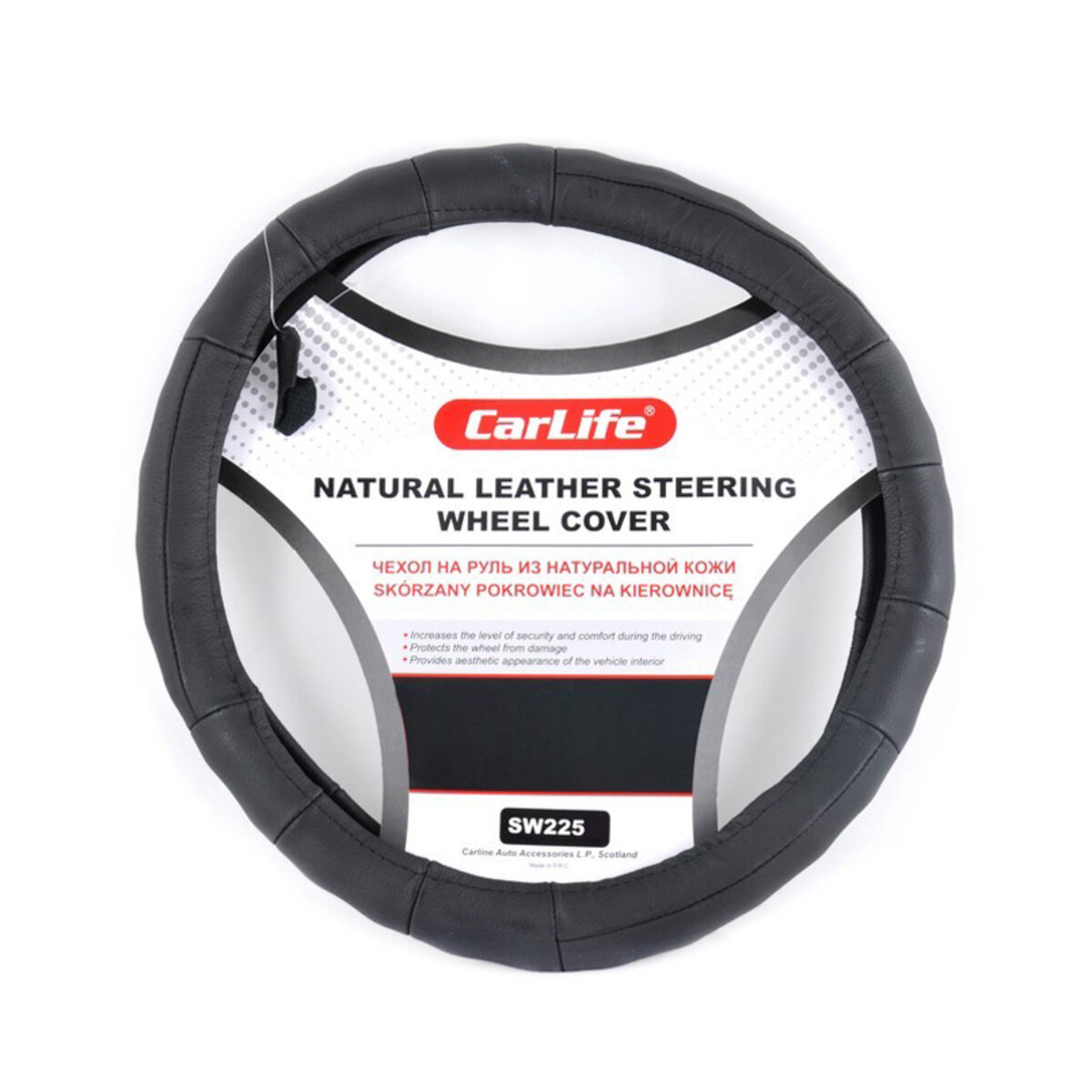 Чохол на кермо Carlife 35-37 см шкіряний чорний SW225S (SW225S) дивитися фото №1