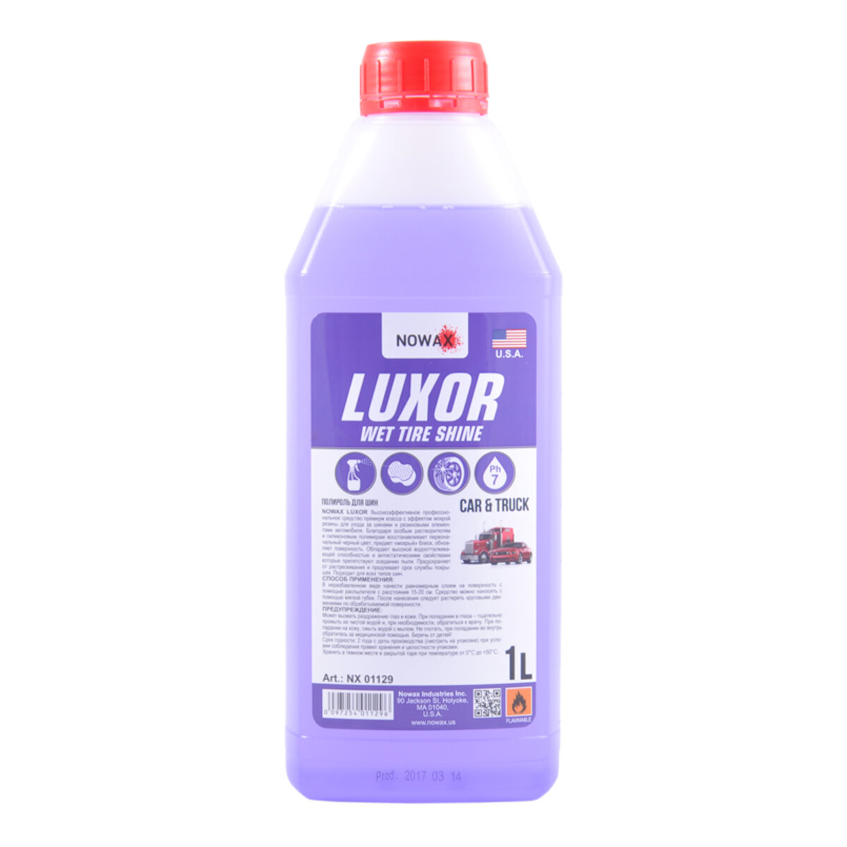 Поліроль для шин Nowax Luxor Wet Tire Shine, 1л (NX01129) дивитися фото №1