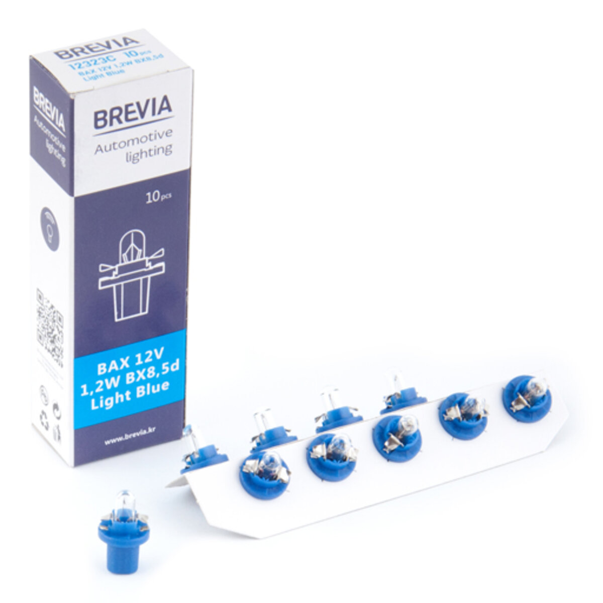 Лампа розжарювання Brevia BAX 12V 1.2W BX8.5d Light Blue CP, 10шт (12323C) дивитися фото №1