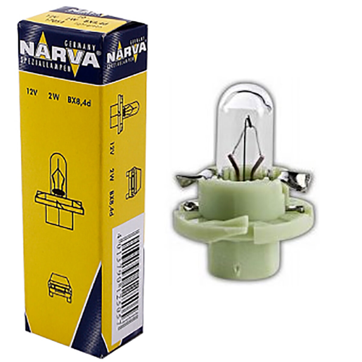 Лампа розжарювання Narva 12V 1,1W BX8,4D (зелена) (17054) дивитися фото №2