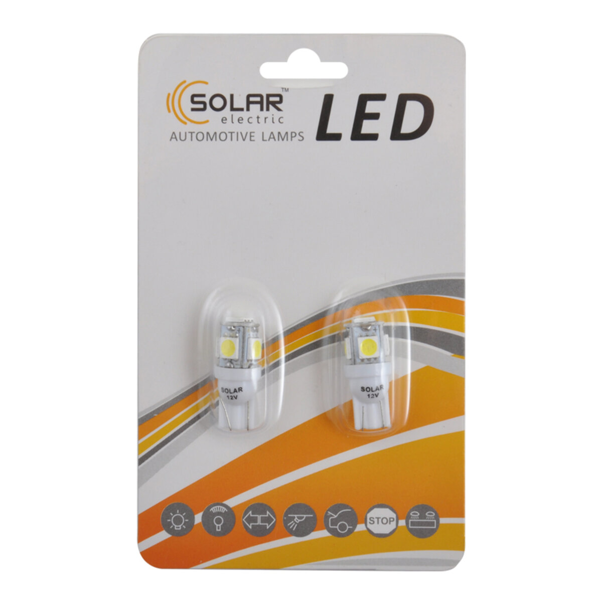 LED автолампа Solar 12V T10 W2.1x9.5d 5smd 5050 white, 2шт (LS243_B2) дивитися фото №1