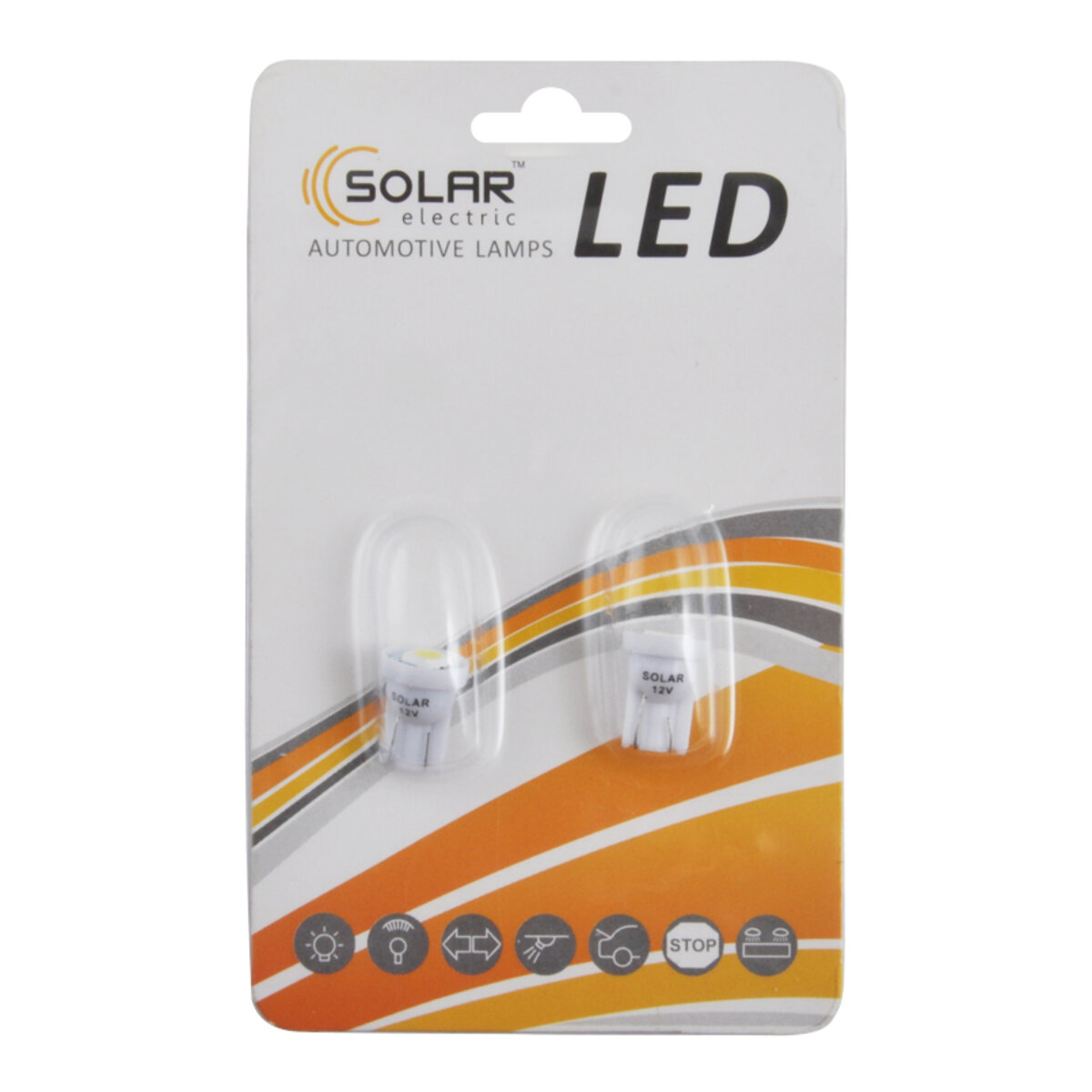LED автолампа Solar 12V T10 W2.1x9.5d 1smd 5050 white, 2шт (LS245_B2) дивитися фото №1