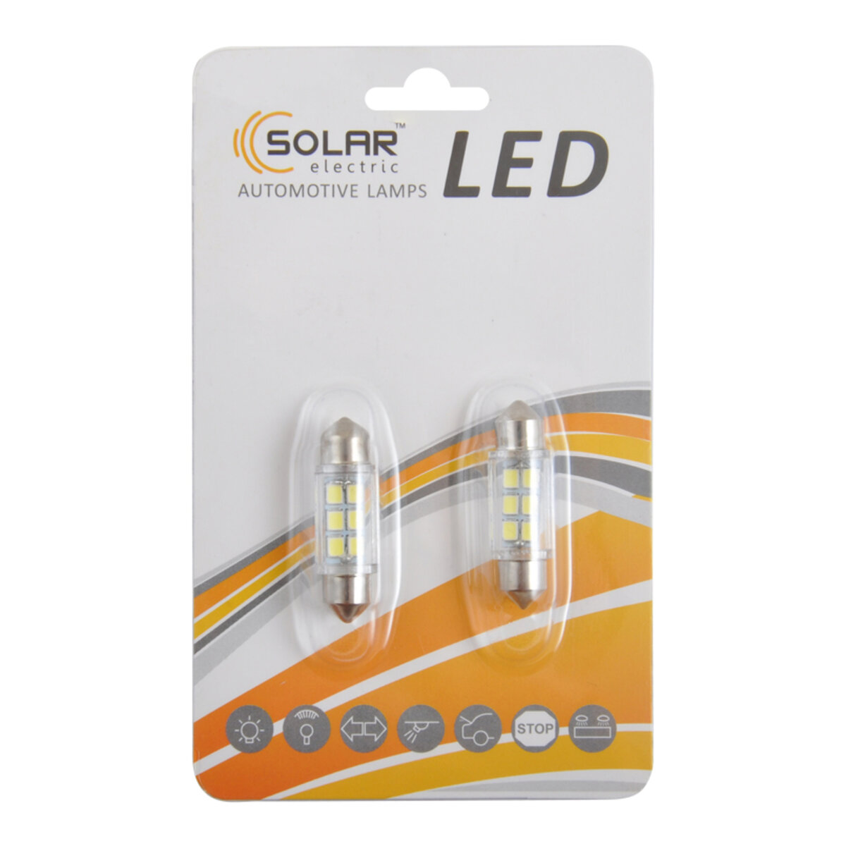 LED автолампа Solar 12V SV8.5 T11x36mm 6smd 3528 white, 2шт (LS275_B2) дивитися фото №1