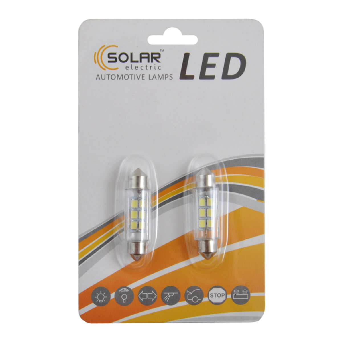 LED автолампа Solar 12V SV8.5 T11x39mm 6smd 3528 white 2шт (LS276_B2) дивитися фото №1