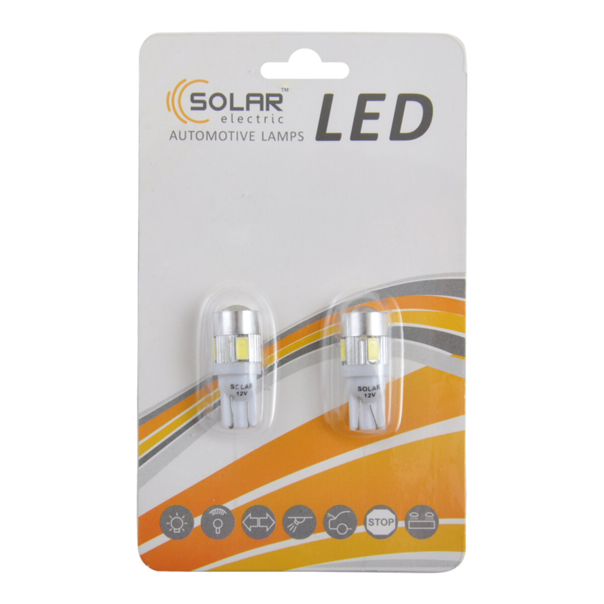 LED автолампа Solar 12V T10 W2.1x9.5d 6SMD 5630 with lens white, 2шт (LS285_B2) дивитися фото №1
