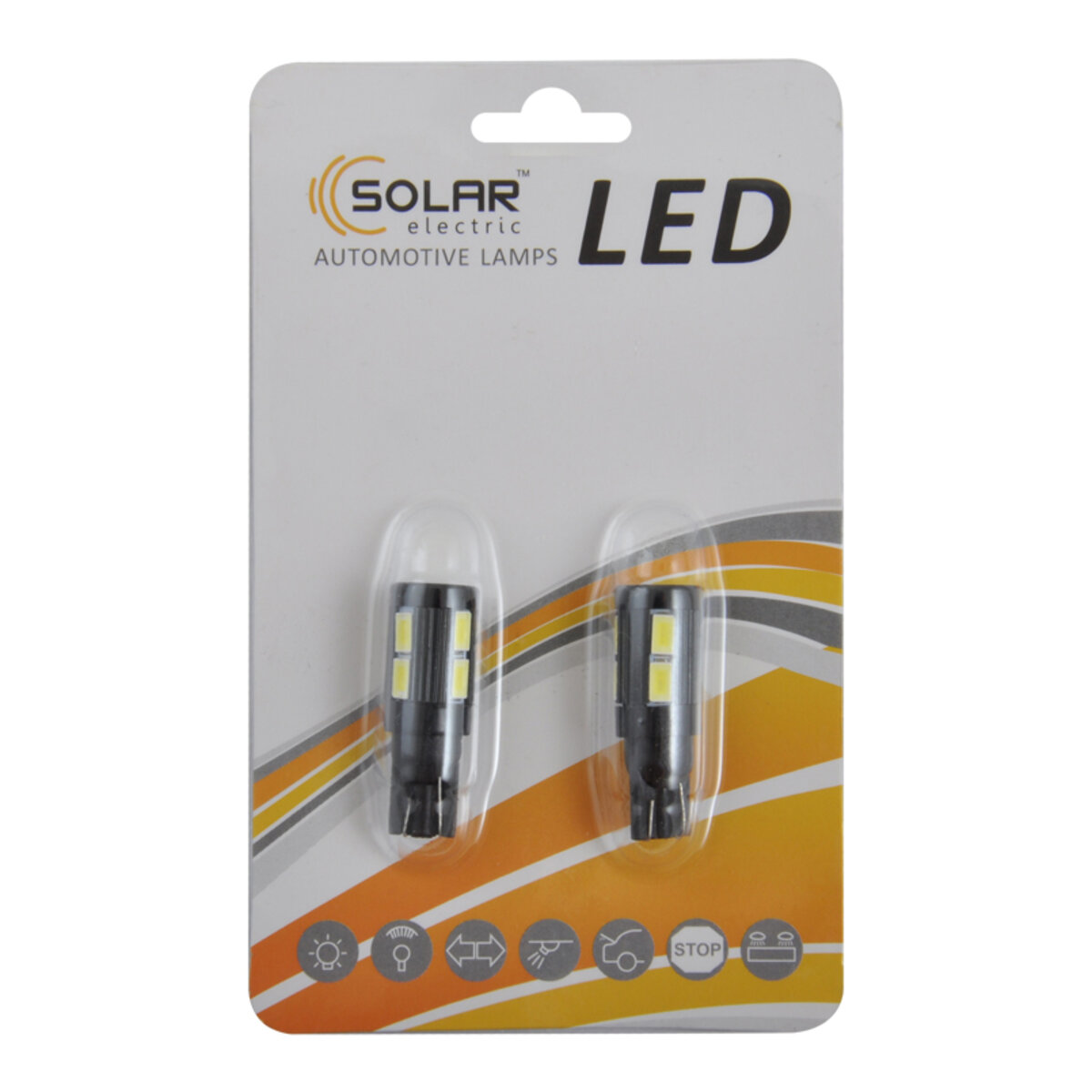 LED автолампа Solar 12V T10 W2.1x9.5d 10SMD white, 2шт LS287_B2 (LS287_B2) дивитися фото №1