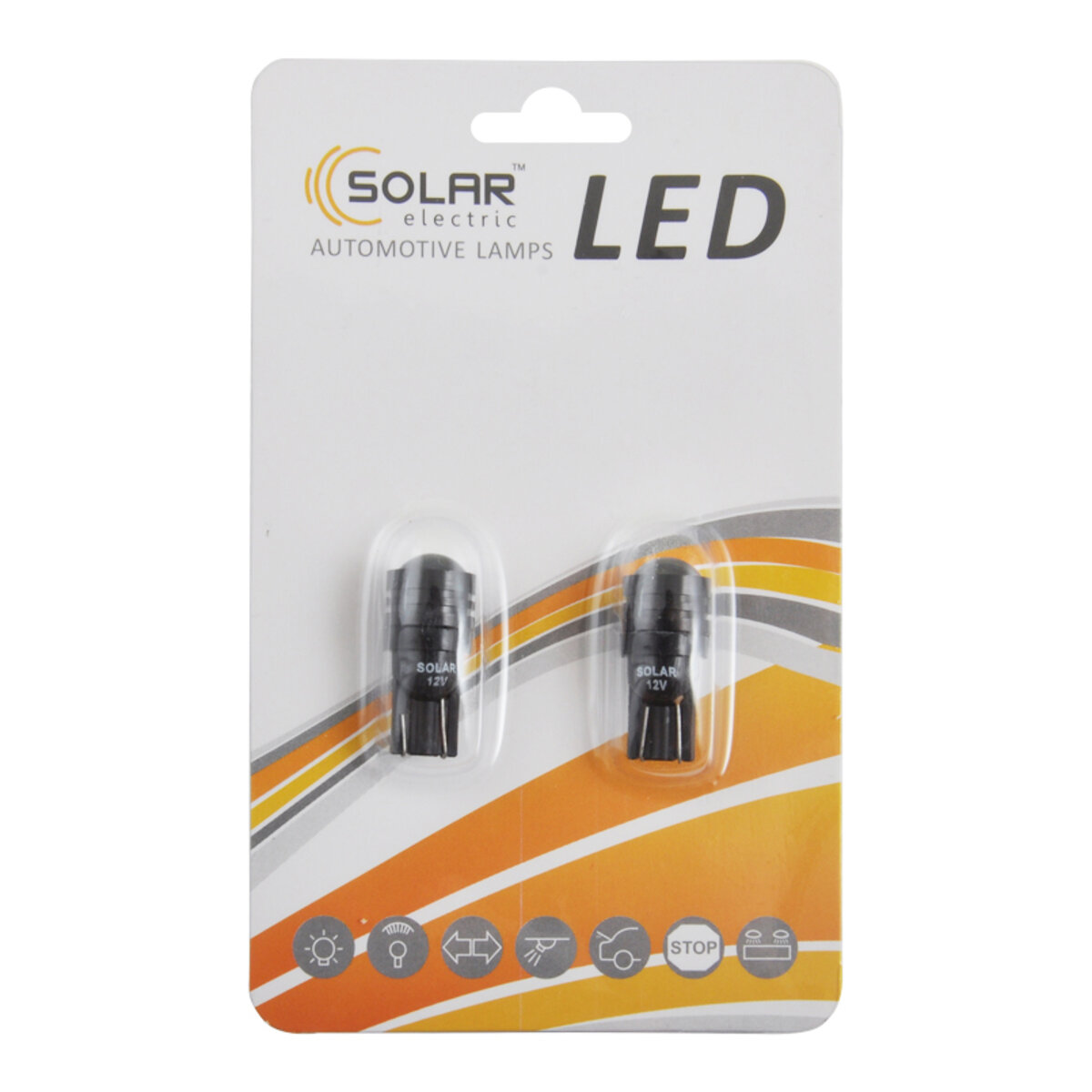 LED автолампа Solar 12V T10 W2.1x9.5d 1SMD 1,5W with lens, 2шт (LS288_B2) дивитися фото №1