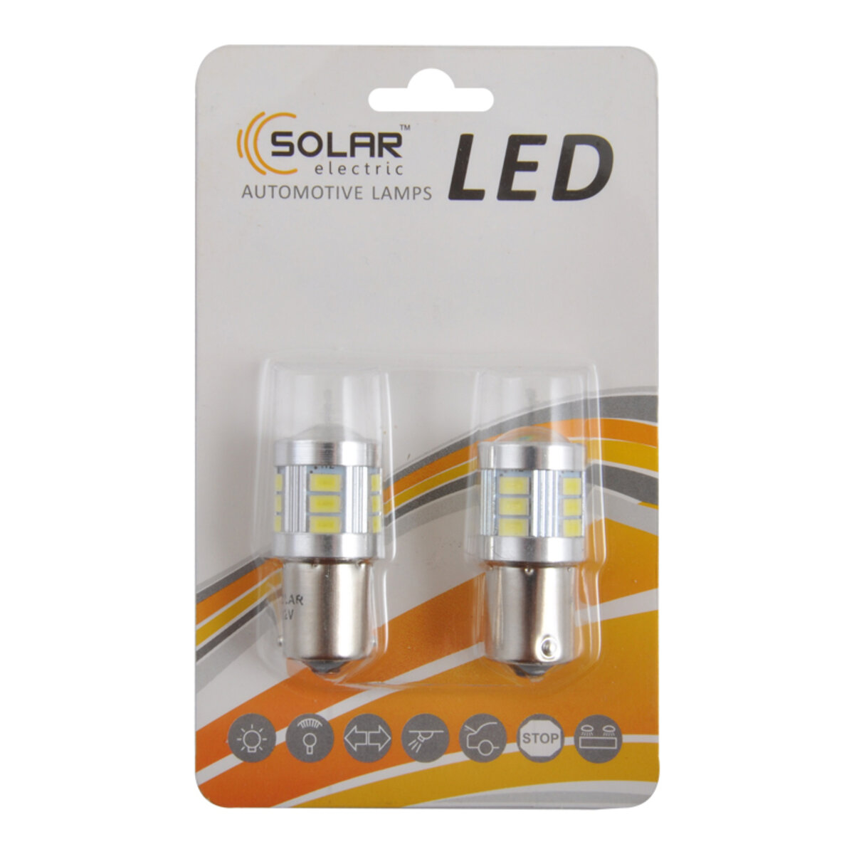 LED автолампа Solar 12/24V S25 BA15s 18SMD 120lm white, 2шт (LS295_B2) дивитися фото №1