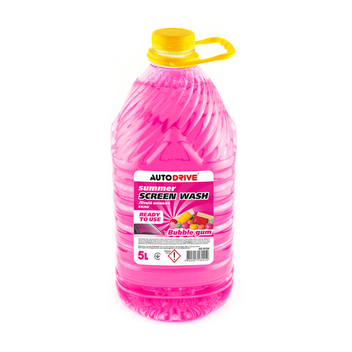 Омивач скла літній AutoDrive Summer Screen Wash Bubble Gum PET 5л (AD0134) дивитися фото №1