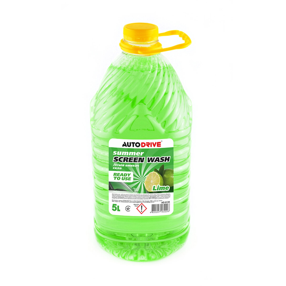 Омивач скла літній AutoDrive Summer Screen Wash Lime PET 5л (AD0135) дивитися фото №1