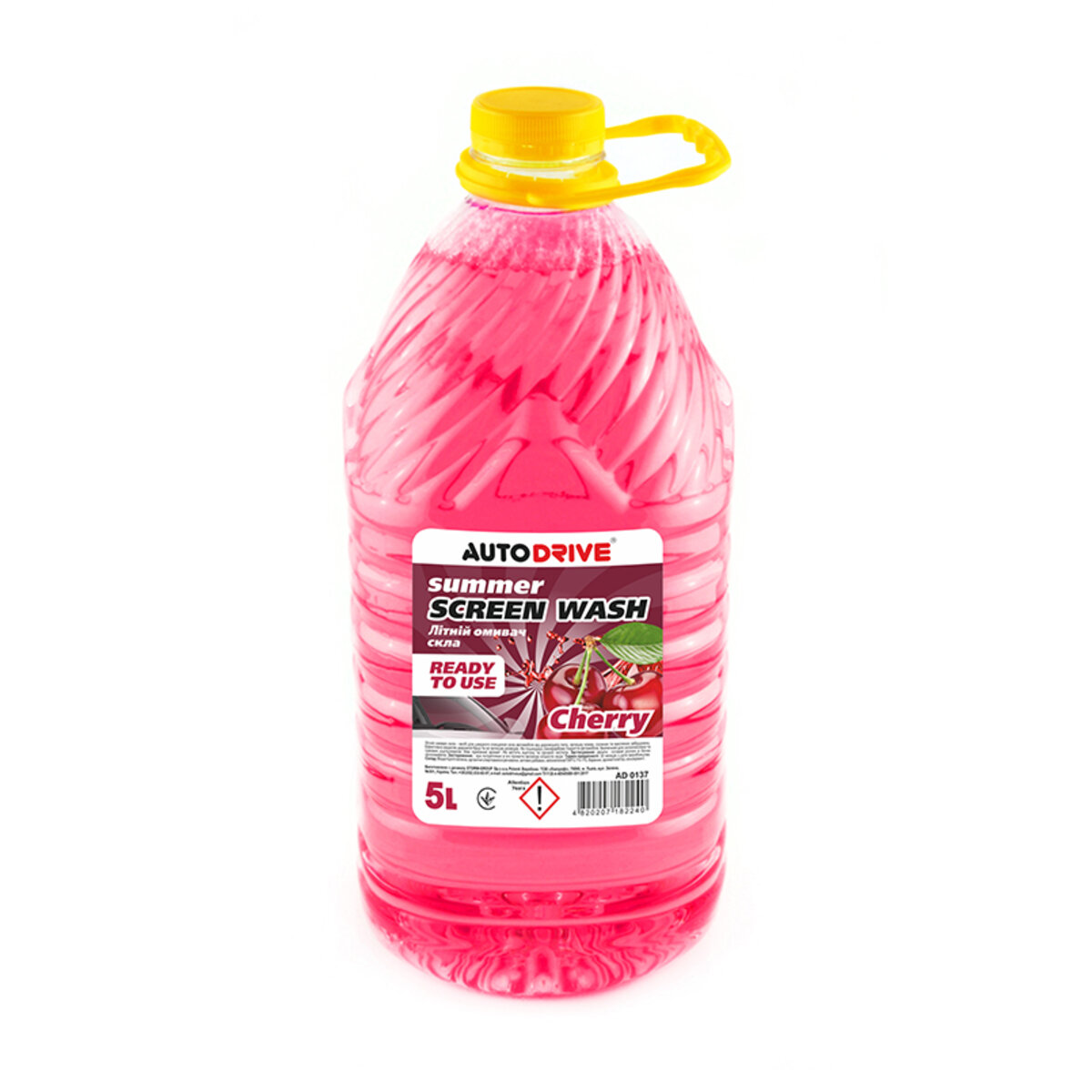 Омивач скла літній AutoDrive Summer Screen Wash Cherry PET 5л (AD0137) дивитися фото №1