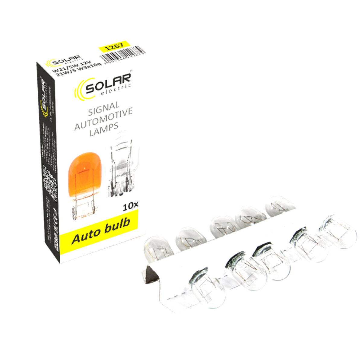 Лампа розжарювання Solar W21/5W 12V W3x16d, 10шт (1267) дивитися фото №1