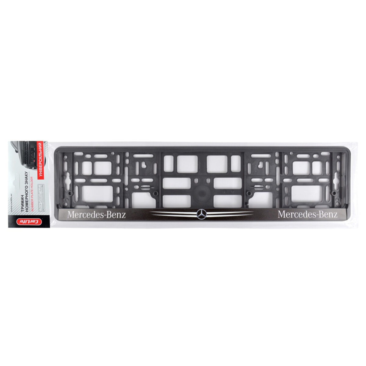 Рамка Сarlife під номер, кольоровий друк, Merсedes-Benz біло-чорна (NH142) дивитися фото №2