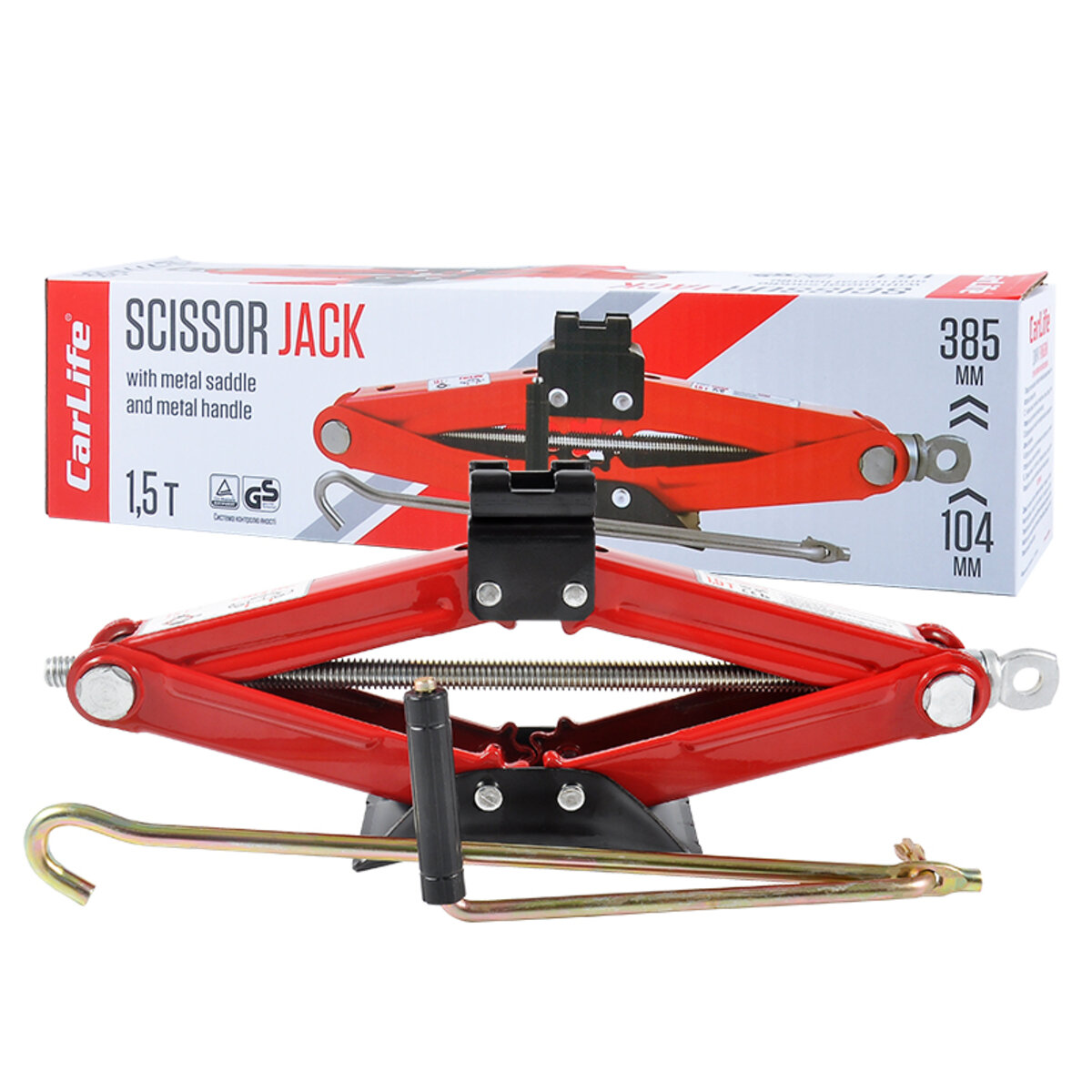 Домкрат ромбов CarLife 1,5т 104-385мм с металлической подушкой SJ225 (SJ225 ) смотреть фото №1