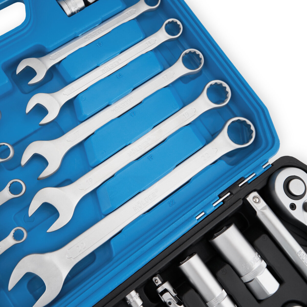 Професійний набір інструментів в кейсі MÖLDER 1/2, 1/4 72 T, CR-V, 82од. (MT60082) дивитися фото №7